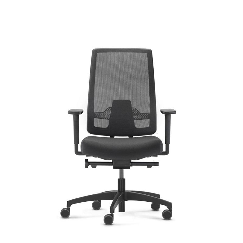 Fauteuil de bureau Indeed en tissu et dossier maille M1 - Hauteur réglable avec accoudoirs 2D - Noir