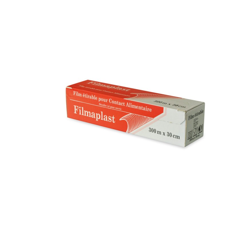 Film étirable alimentaire en boîte distributrice - 300 m x 30 cm