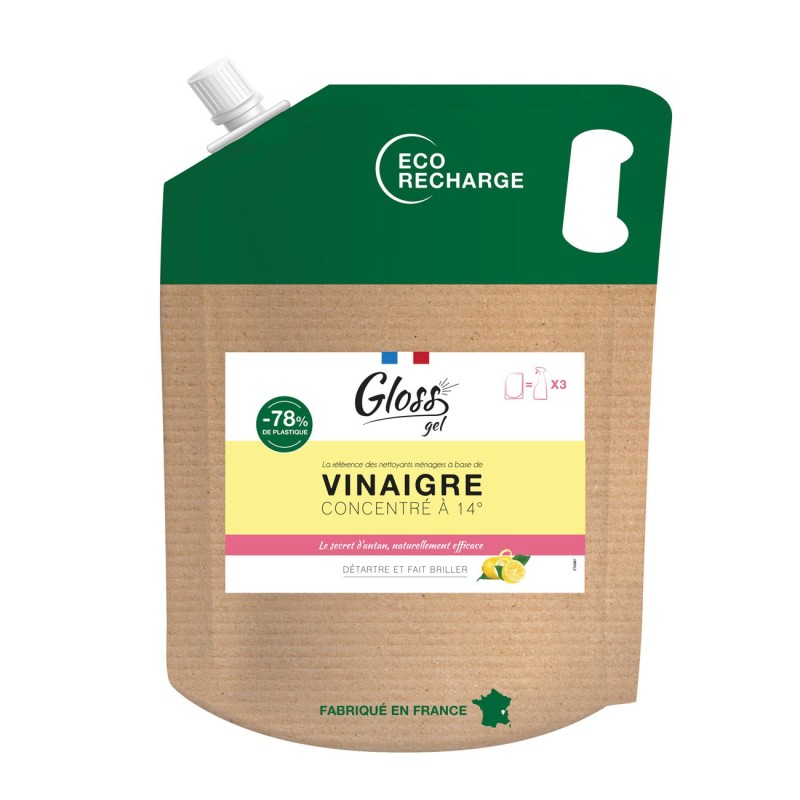 Gloss Ecorecharge vinaigre blanc gel 14° - Parfum citron - Flacon de 2,5 L