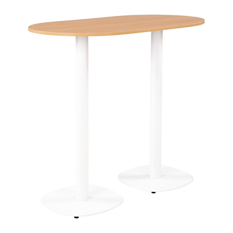 Guéridon Caféteria NewLine L.120 x P.70 x H.110 cm - Plateau Chêne - Pied Blanc
