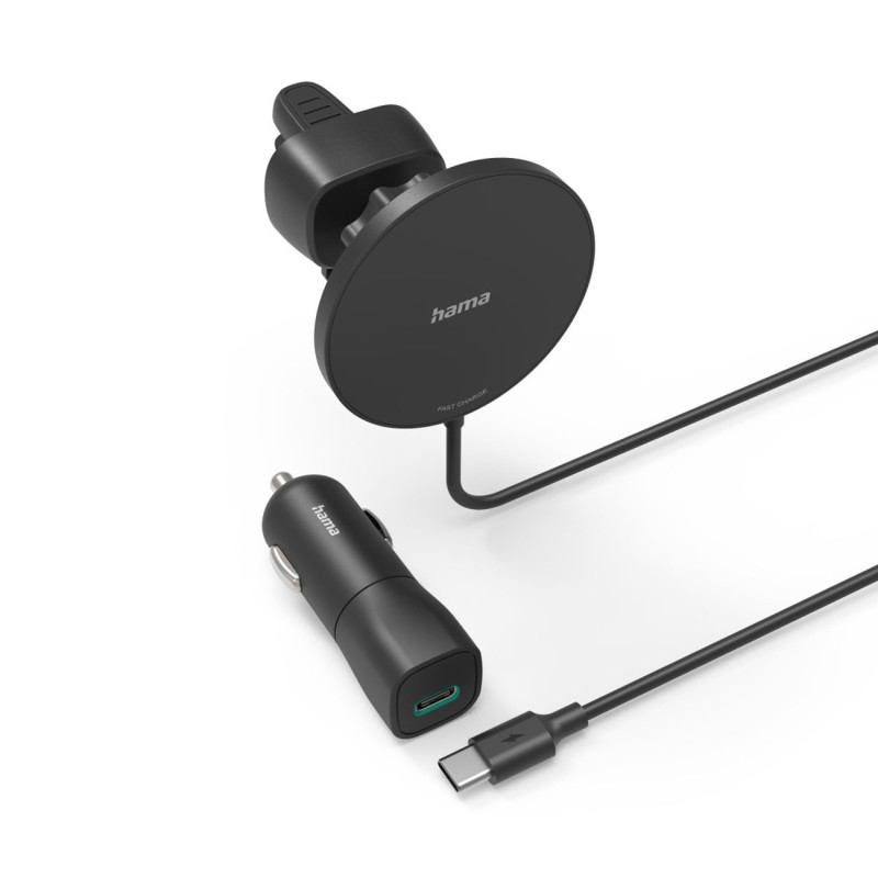 Hama Kit chargeur rapide sans fil à induction pour véhicule MagCharge Car FC15 métal 15 W pour mobile - Noir
