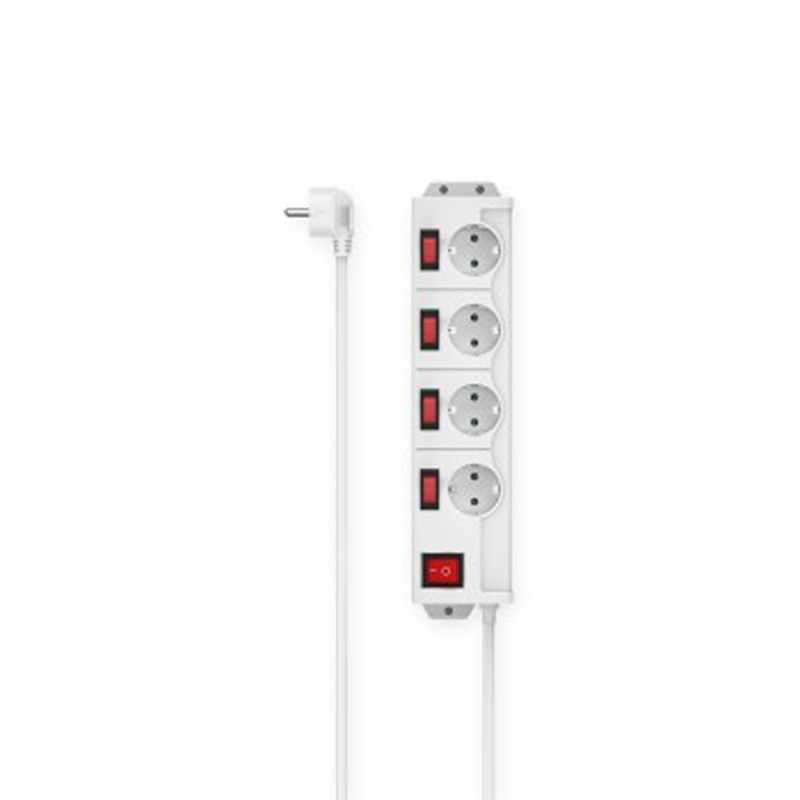 Hama Multiprise 4 prises avec interrupteur individuel - Cordon 1,4 m - Blanc