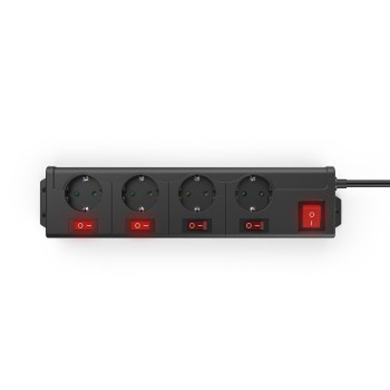 Hama Multiprise 4 prises avec interrupteur individuel - Cordon 1,4 m - Noir