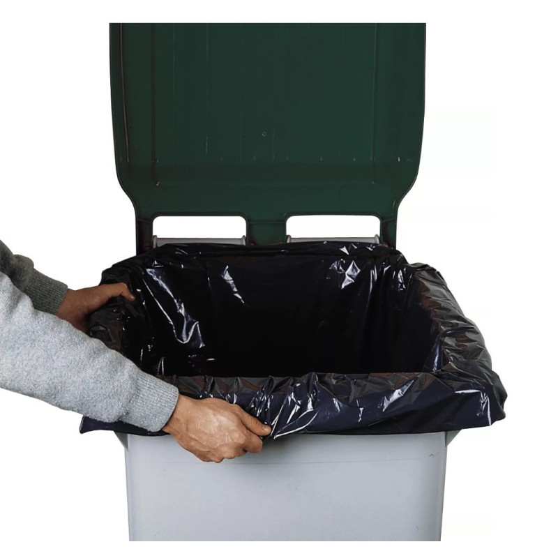 Housse 1100L noire recyclée pour conteneur 2 ou 4 roues - Lot de 50