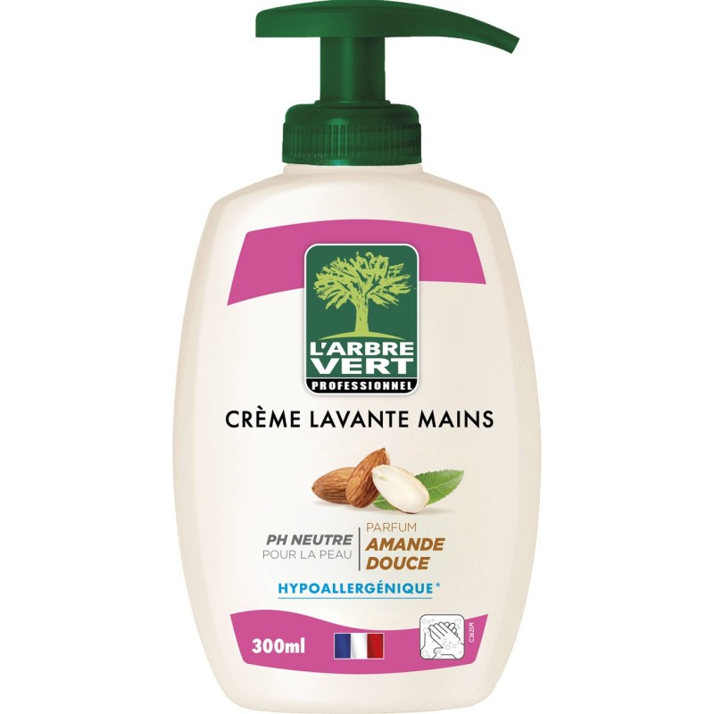 L'Arbre Vert Crème lavante mains parfum amande - Flacon pompe 300ml