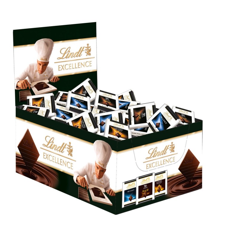 LINDT Boîte chocolats assortis Excellence - Paquet de 200 mini carrés
