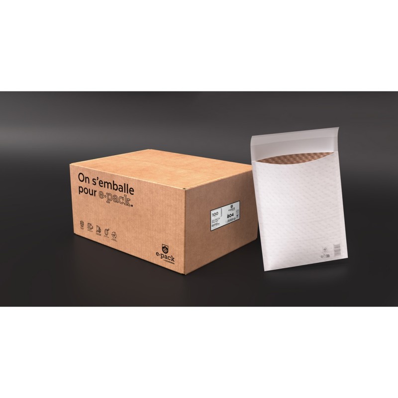 La Couronne Pochette matelassée à bulles 180 x 265 mm - 100% papier kraft blanc 100g - Lot de 10