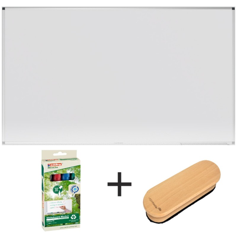 Legamaster Pack tableau blanc émaillé Unite Plus Surface magnétique - L.150 x H.100 cm + 4 marqueurs + 1 brosse
