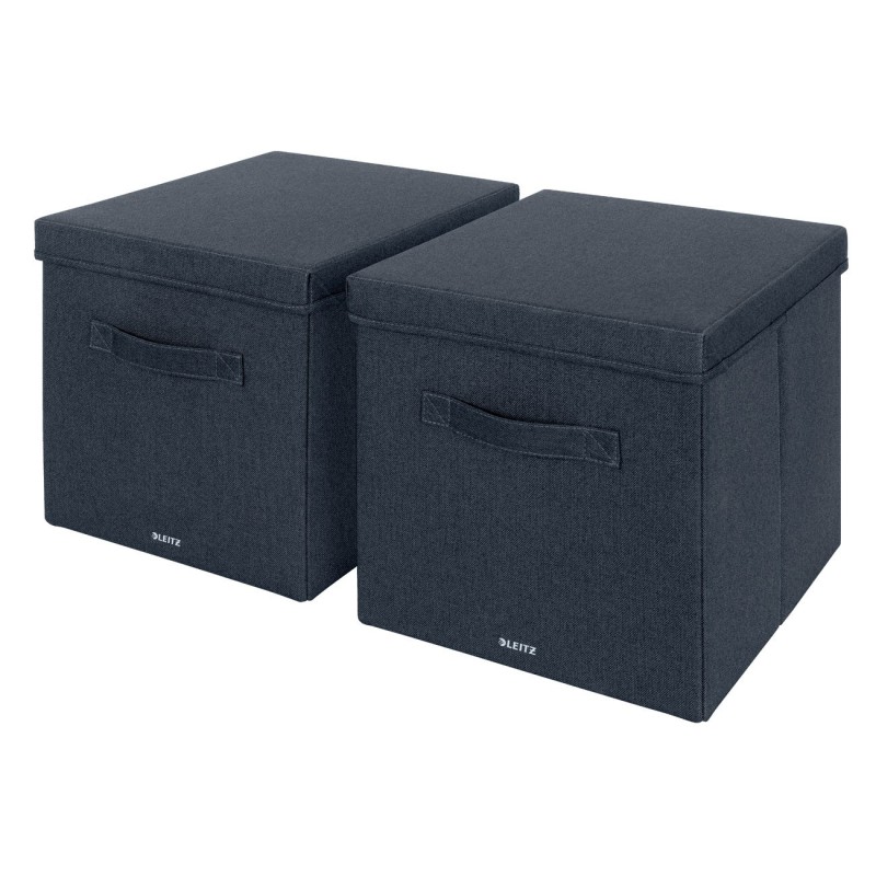 Leitz Boîte de rangement en tissu grand format - Gris - Lot de 2