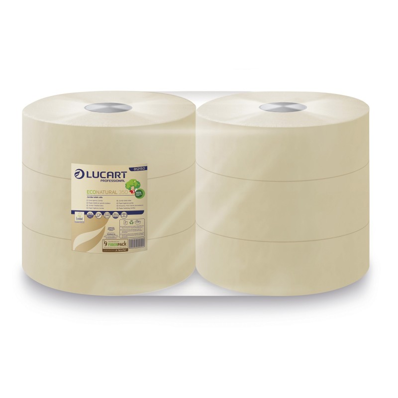Lucart papier toilette Eco Natural Jumbo Havane 350 m - Lot de 6 rouleaux