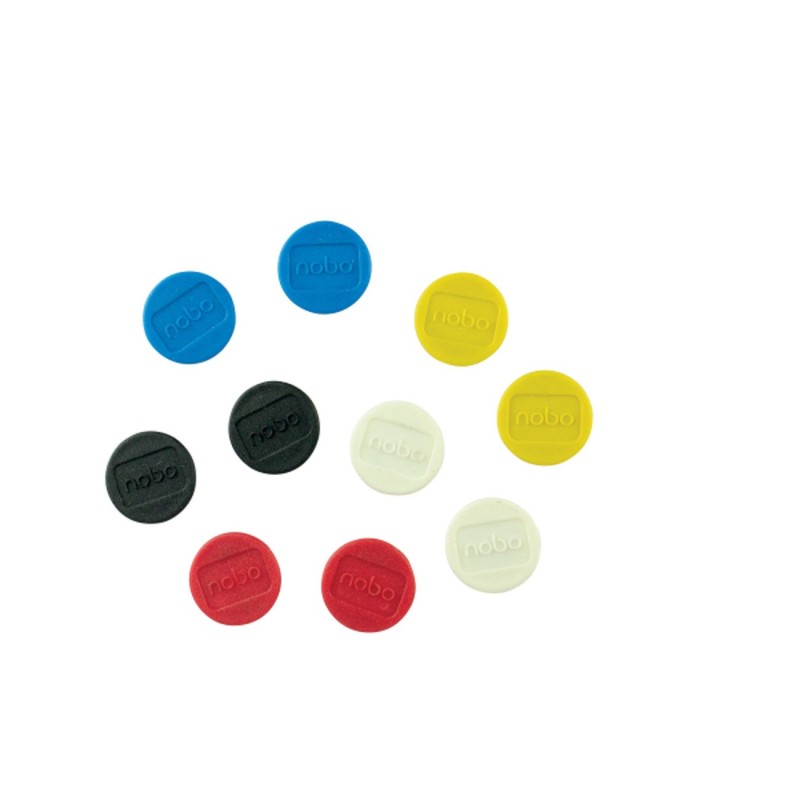 Nobo Aimant rond 24 mm - Coloris assortis - Lot de 10