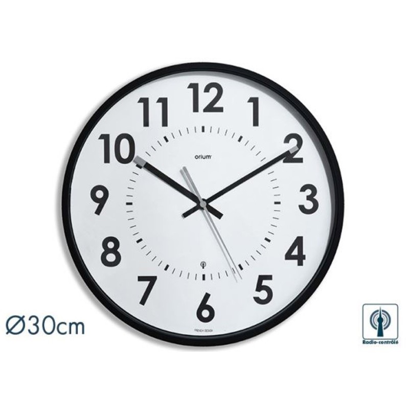 ORIUM Abylis - Horloge analogique murale silencieuse - Diamètre 30 cm - Noir