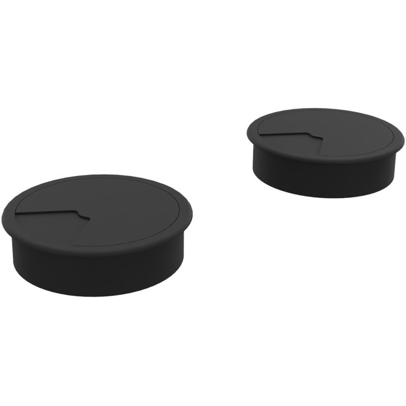 Obturateur passe-câbles 80 mm pour bureau - Noir - Lot de 2