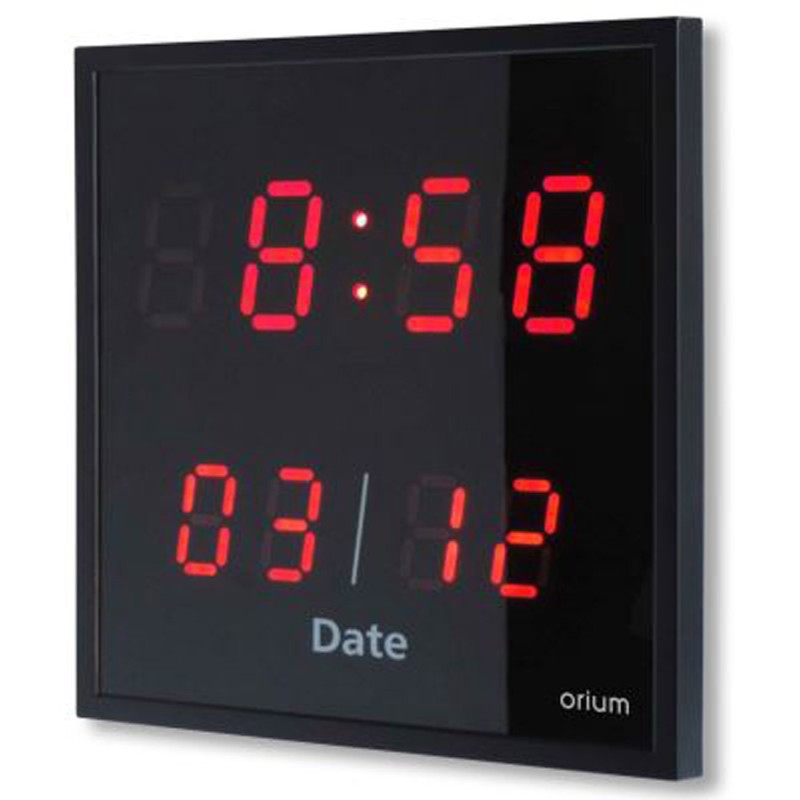 Orium Horloge murale digitale à date - LED rouge  - Noir