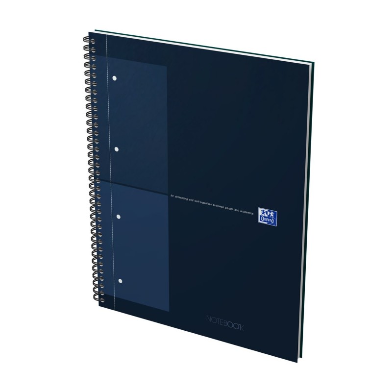 Oxford Cahier à spirale International Notebook 23 x 29,7 cm - Perforé 4 trous - Petits carreaux 5x5 - 160 pages - Pétrole