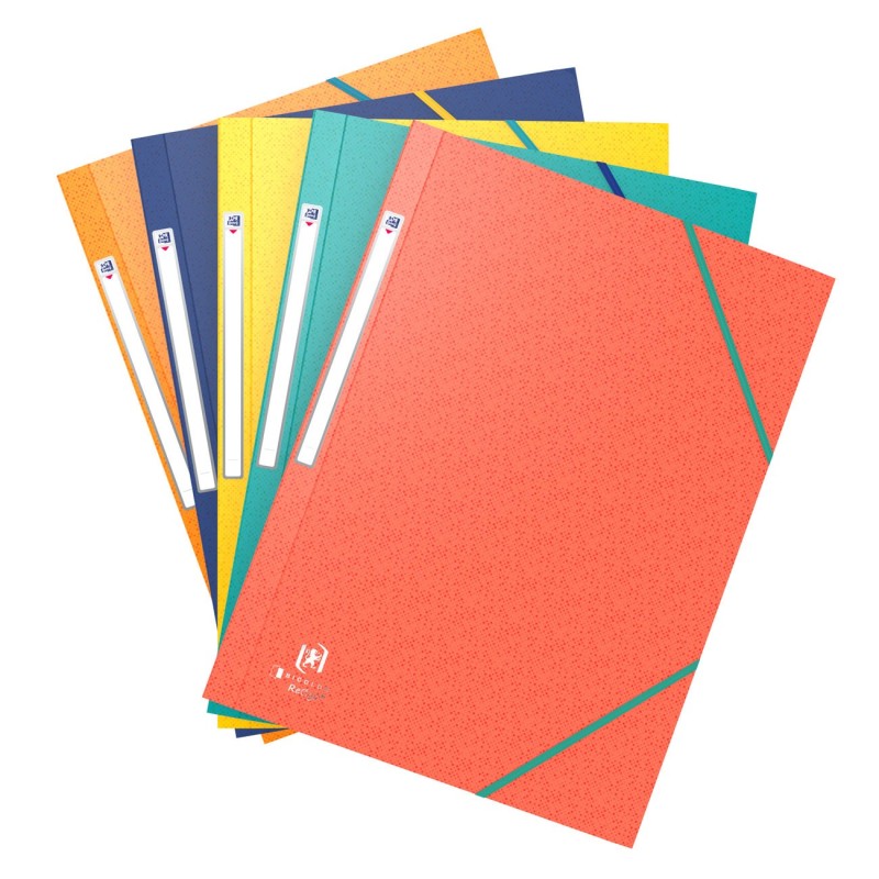 Oxford Chemise 3 rabats Bicolor Recyc+ A4 élastique couverture carte couleurs assorties - Lot de 10