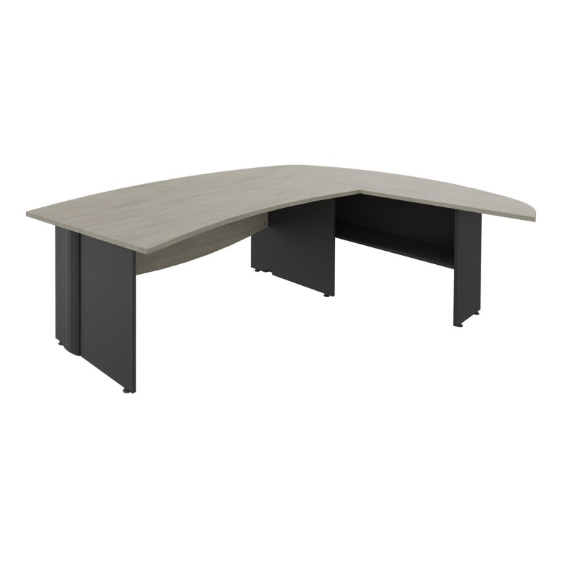 Pack Direction Activity : Bureau + retour courbes L.230 x P.192 cm - Plateau Chêne gris - Pieds pleins Anthracite