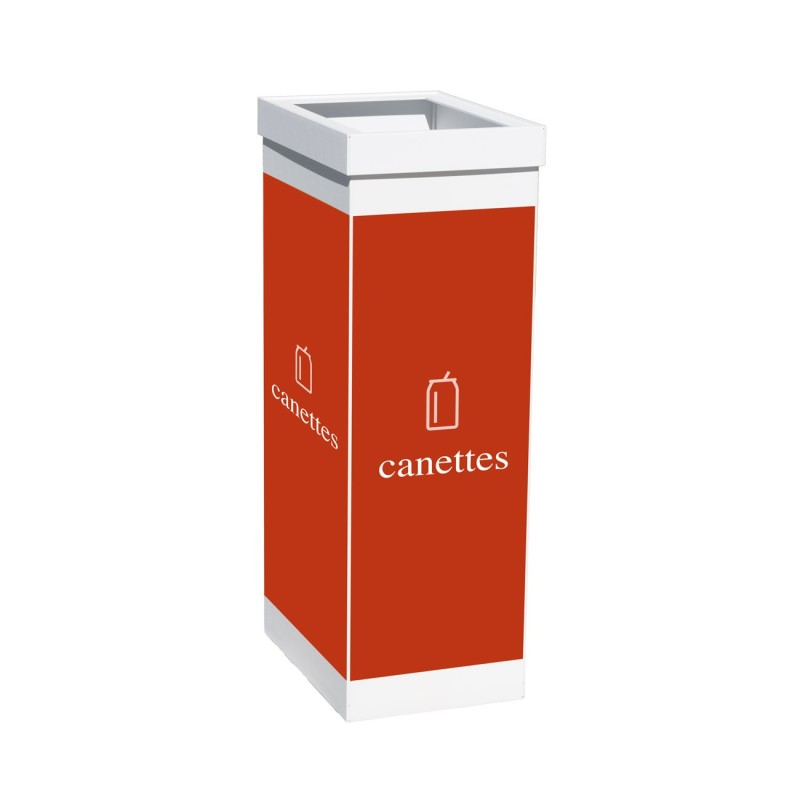 Paperflow Poubelle de tri sélectif pour le recyclage des canettes - 60L - Rouge corps Blanc