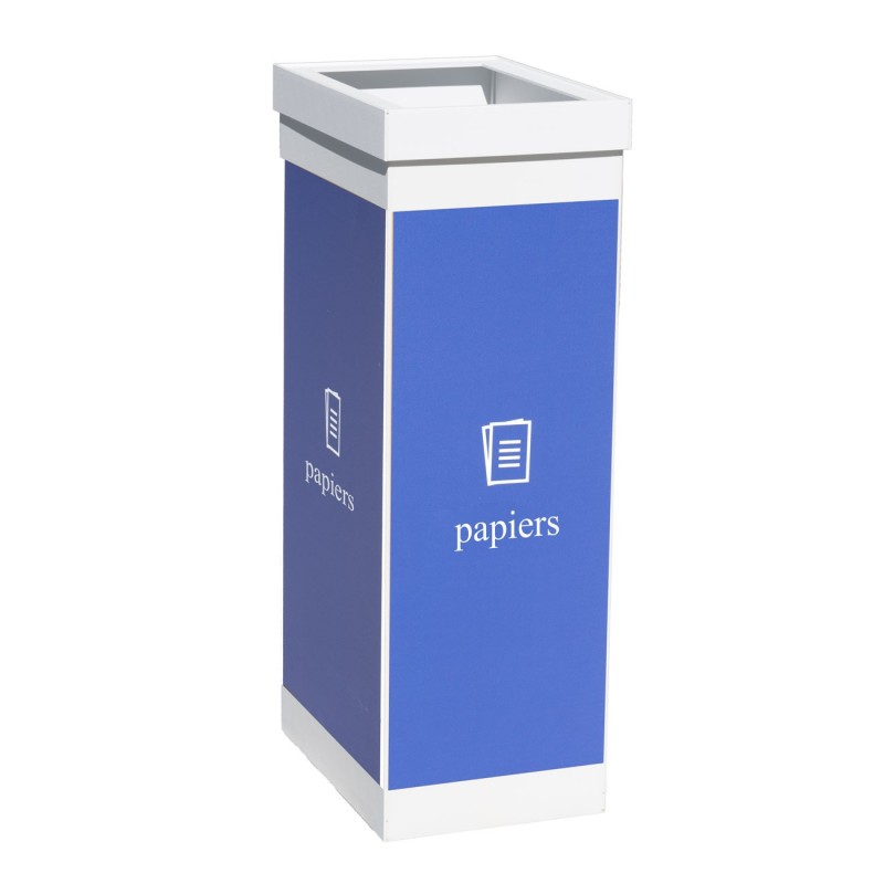 Paperflow Poubelle de tri sélectif pour le recyclage du papier - 60L - Bleu corps Blanc