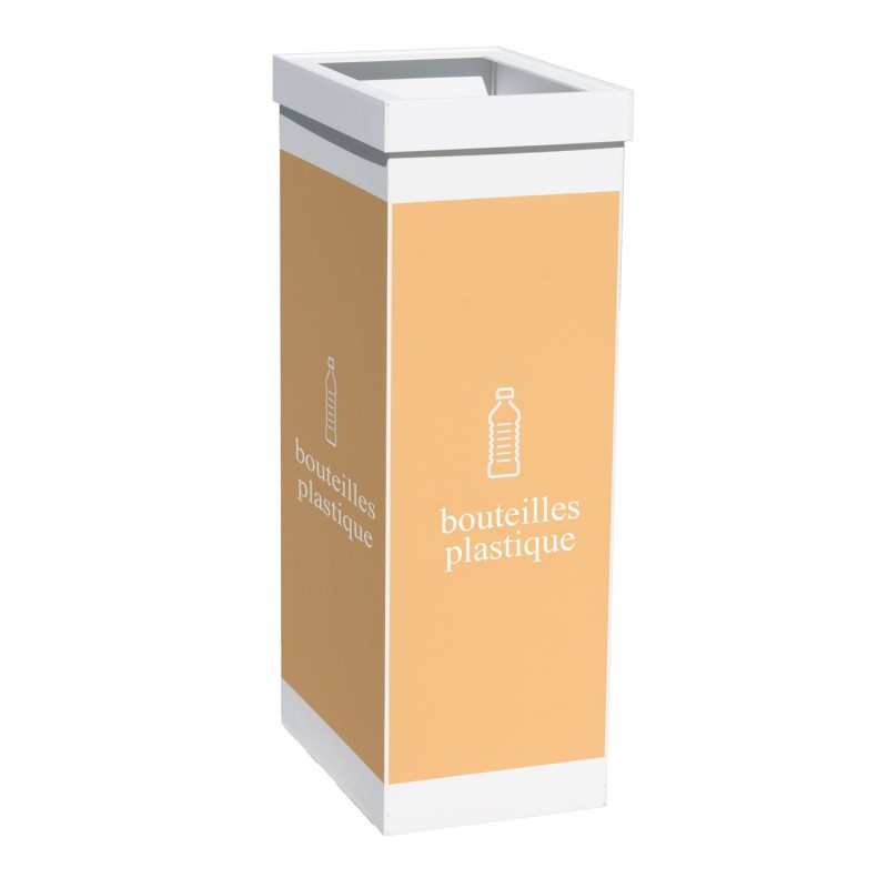 Paperflow Poubelle de tri sélectif pour le recyclage du plastique - 60L - Orange corps Blanc