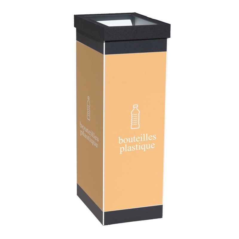 Paperflow Poubelle de tri sélectif pour le recyclage du plastique - 60L - Orange corps Noir