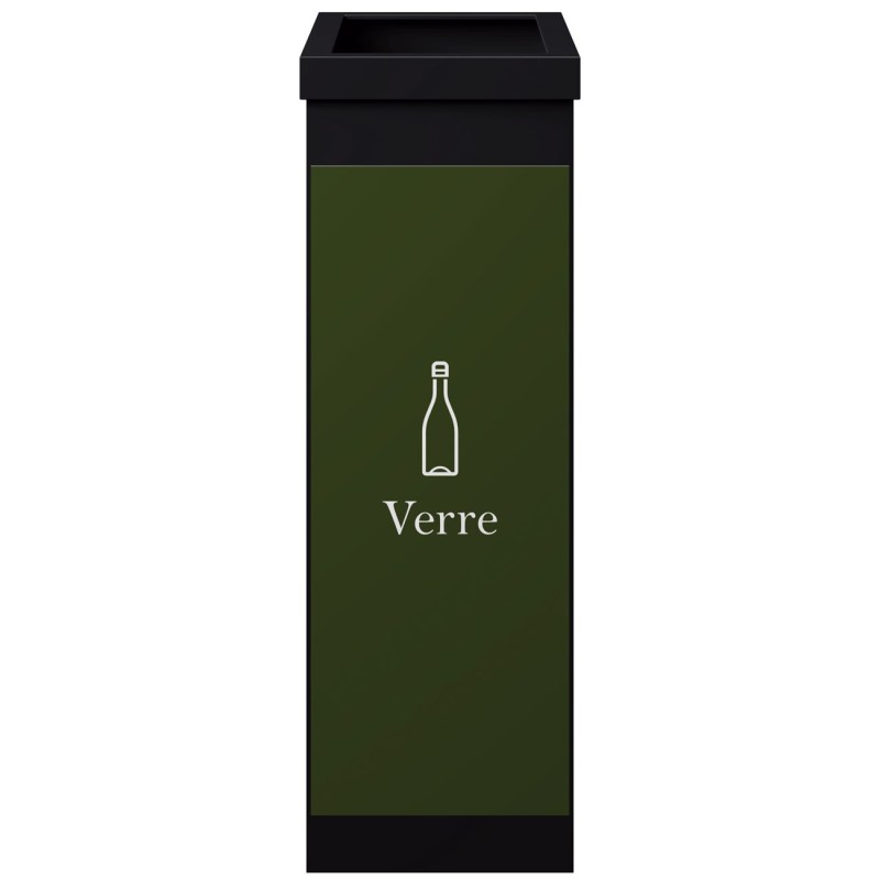 Paperflow Poubelle de tri sélectif pour le recyclage du verre - 60L - Vert corps Noir