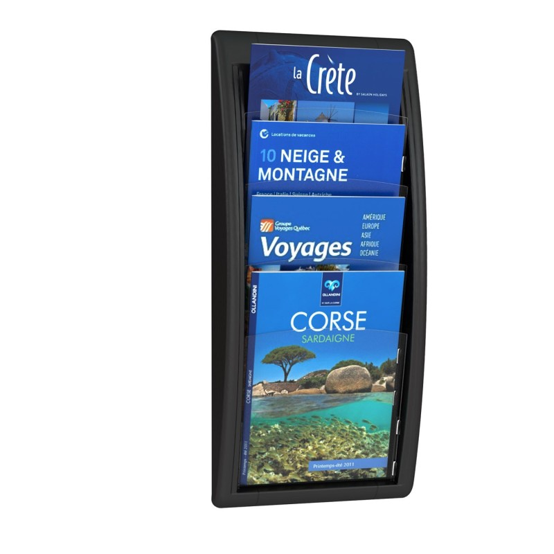 Paperflow Présentoir Quick Fit System - Mural - 4 cases A4 - Noir