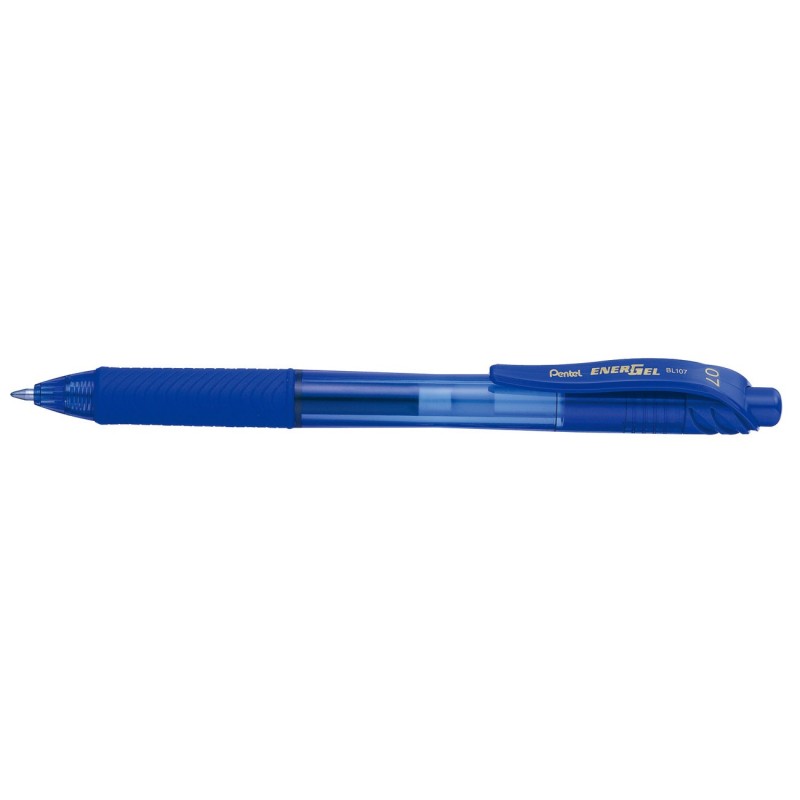 Pentel Stylo roller rétractable EnerGel BL107 pointe moyenne (0,7 mm) avec zone de préhension - Encre Bleue
