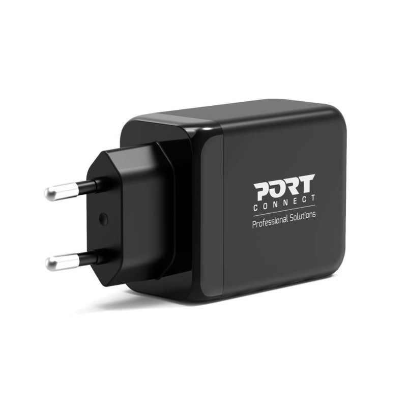 Port Connect Chargeur mural USB-C & USB-A Charge rapide 65W - 3 prises - Noir