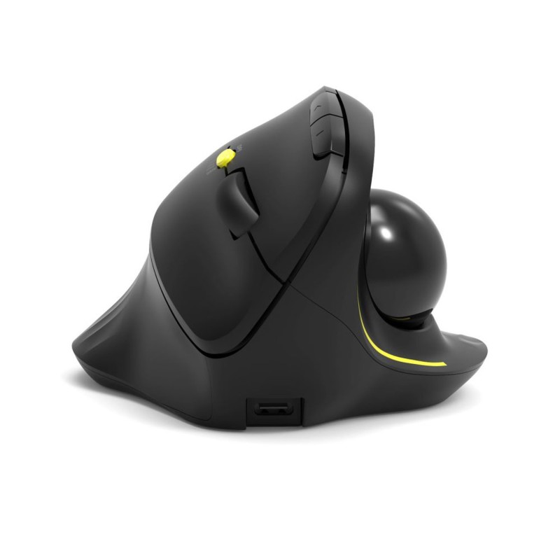 Port Connect Souris Trackball ergonomique sans fil Bluetooth rechargeable - Droitier - Noir