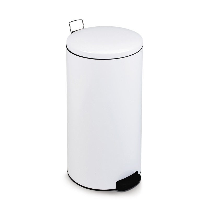 Poubelle à pédale 30 L en acier époxy - Blanc