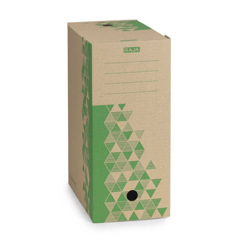 RAJA Boîte archives carton recyclé - Dos 15 cm - Kraft / Vert - Lot de 10