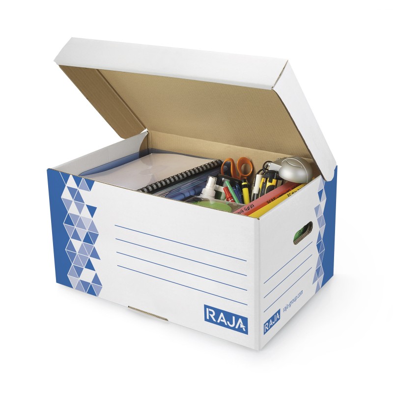 RAJA Caisse archives Premium - L.54 x P.36 x H.26 cm - Bleu - Lot de 10