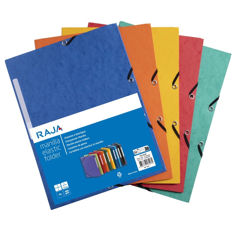 RAJA Chemise à élastiques 3 rabats Format 24 x 32 cm - Coloris assortis Classic