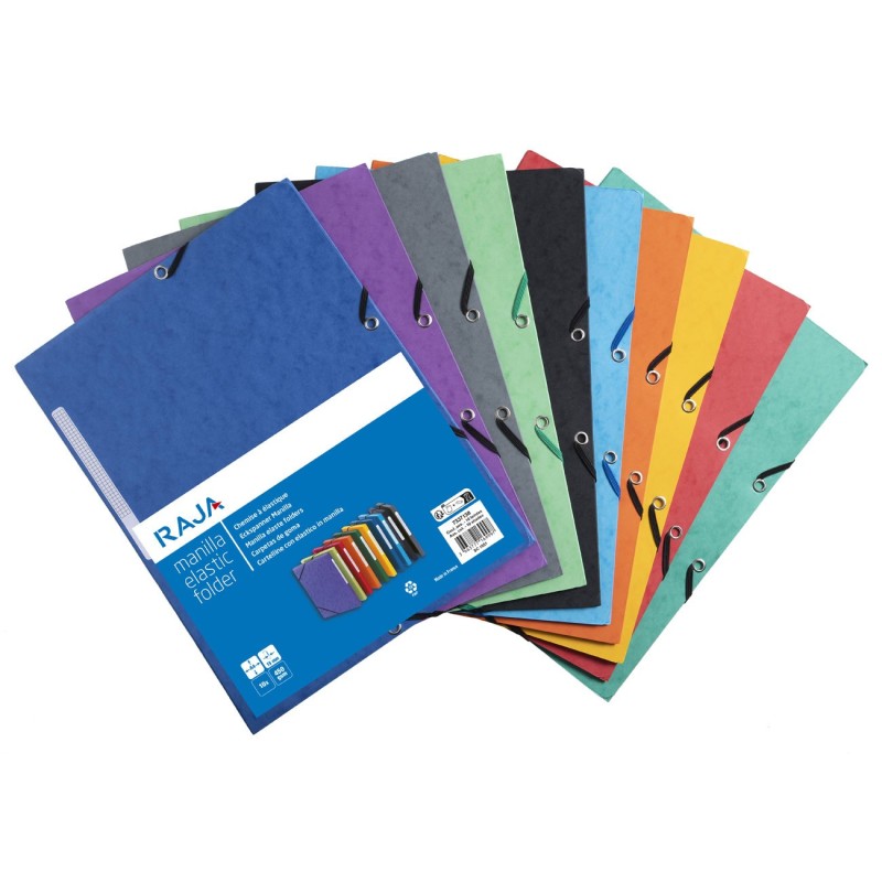 RAJA Chemise à élastiques 3 rabats Format 24 x 32 cm - Coloris assortis Tonic