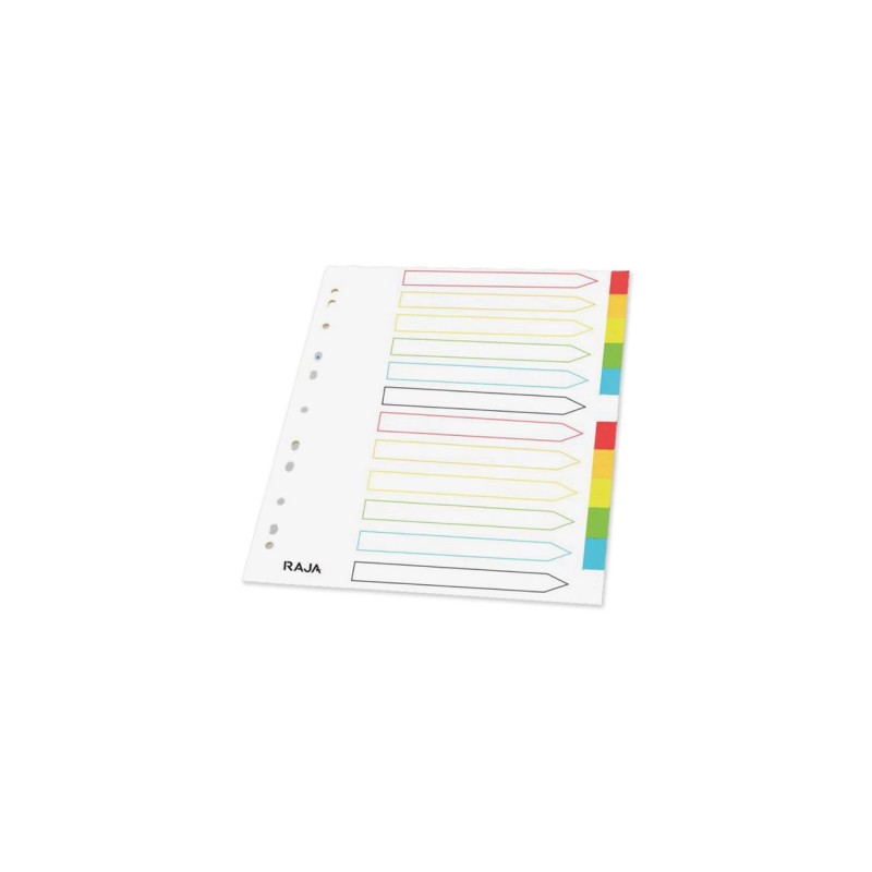 RAJA Intercalaires neutres A4+ en polypropylène colorés - 12 onglets