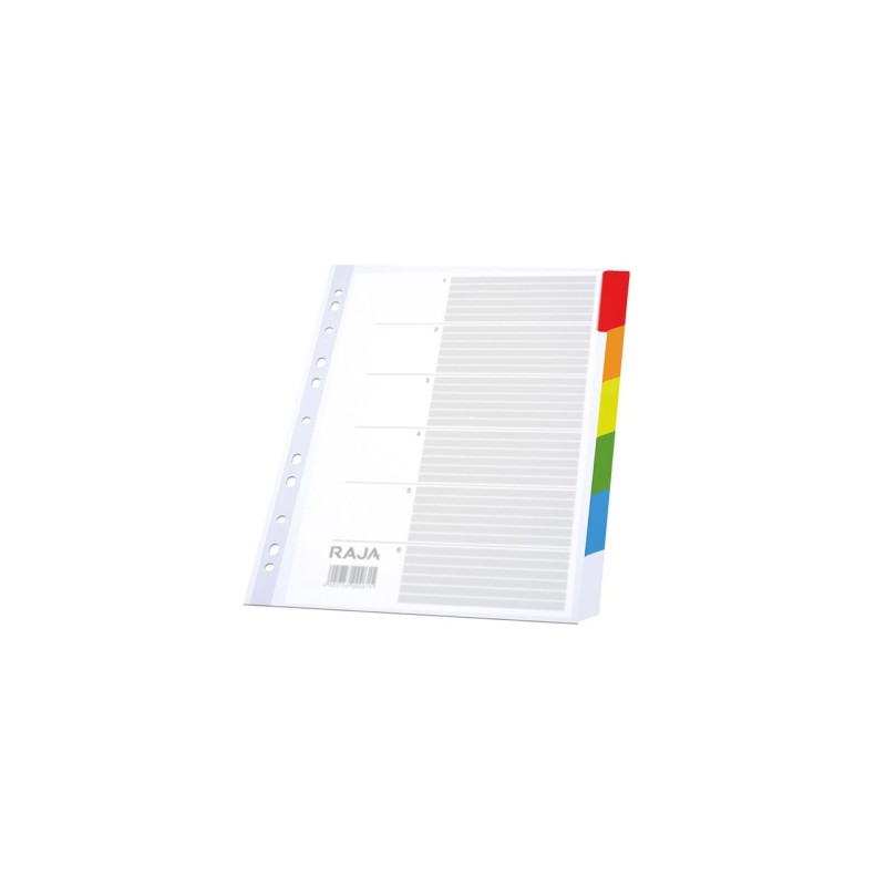 RAJA Intercalaires neutres A4+ en polypropylène colorés - 6 onglets