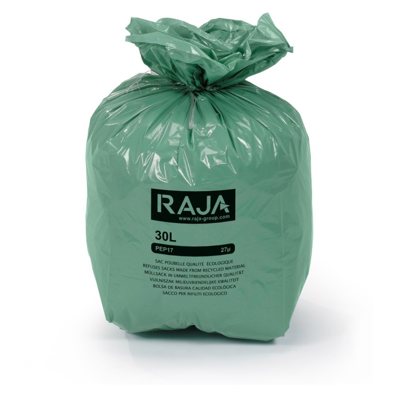 RAJA Sac poubelle 30L écologique vert 100% recyclé - Lot de 500