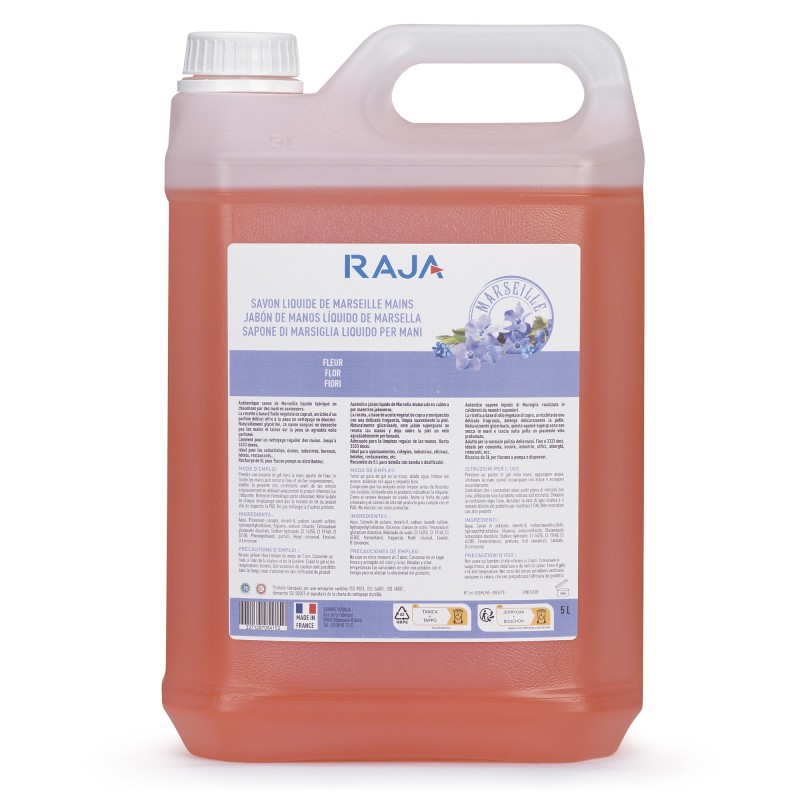 RAJA Savon de Marseille liquide pour les mains Bidon 5l parfum Fleur