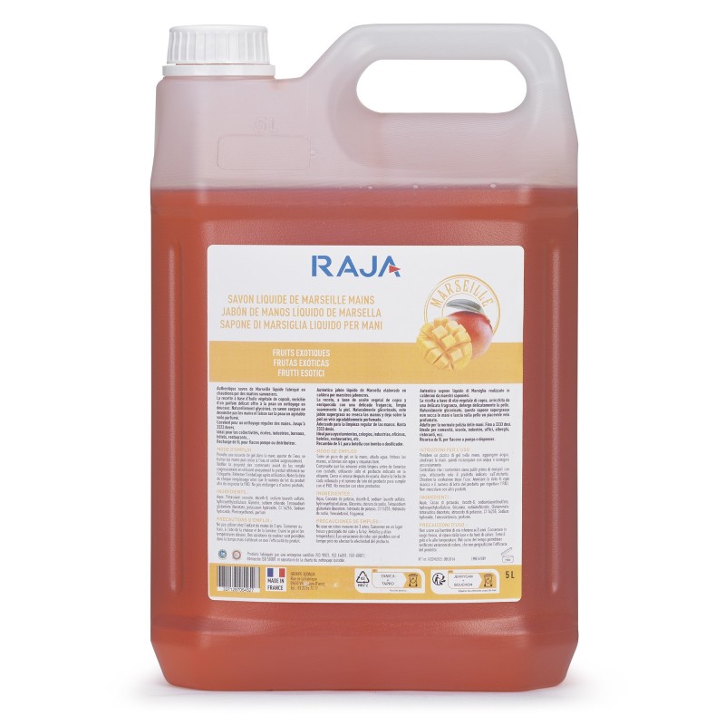 RAJA Savon de Marseille liquide pour les mains Bidon 5l parfum fruits exotiques