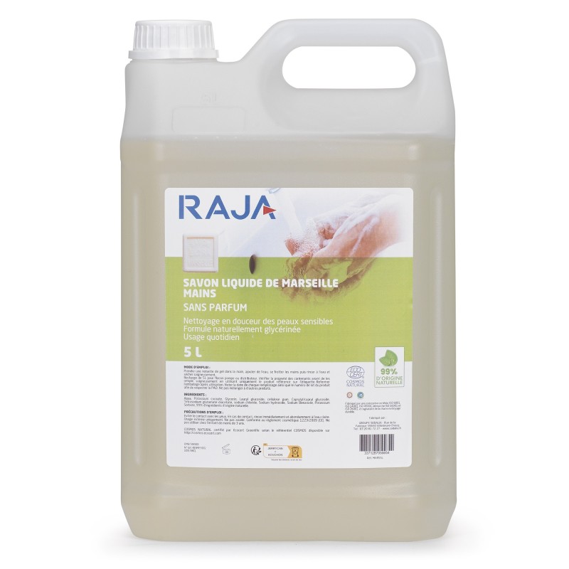RAJA Savon de Marseille liquide pour les mains Bidon 5l sans parfum
