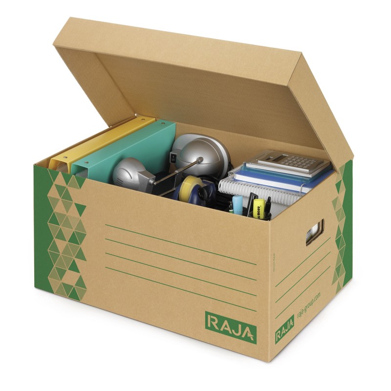 Raja Caisse archives carton recyclé - Kraft / Vert - Lot de 10