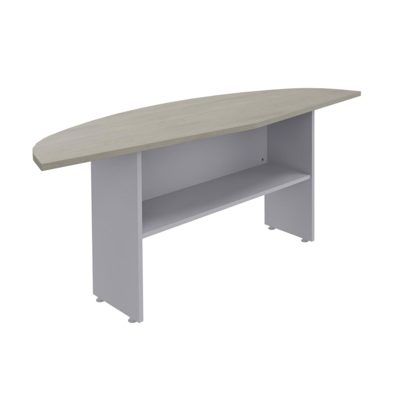 Retour courbe bureau Direction Activity - L.180 x P.60 cm - Plateau Chêne gris - Pieds pleins Aluminium