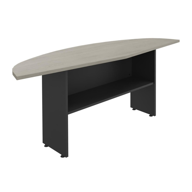 Retour courbe bureau Direction Activity - L.180 x P.60 cm - Plateau Chêne gris - Pieds pleins Anthracite