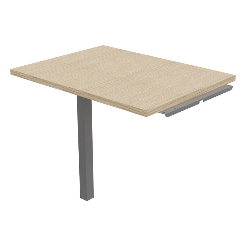 Retour de bureau Burocolor - L.80 x P.60 cm - Plateau Chêne - Pieds Aluminium