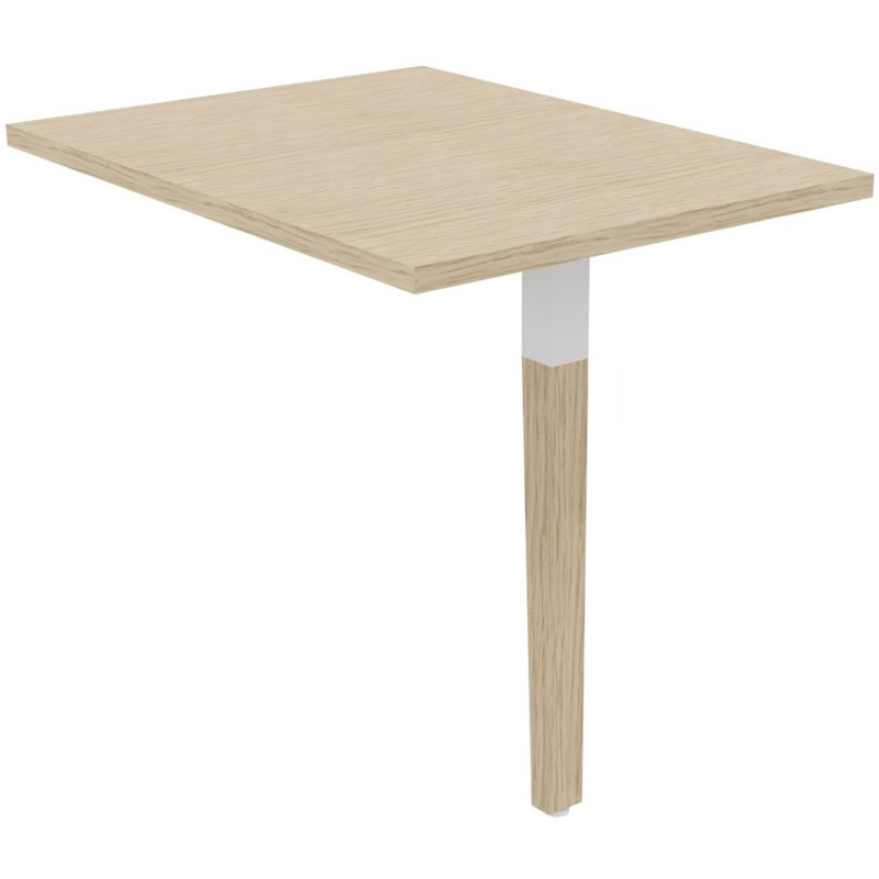Retour de bureau Burocolor A - L.80 x P.60 cm - Plateau Chêne - Pieds Bois/Blanc