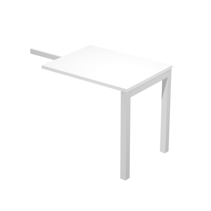 Retour de bureau Eminence - L.80 x P.60 cm - Plateau Blanc - Pieds Aluminium
