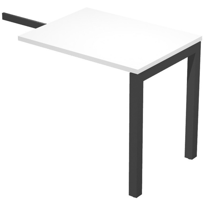 Retour de bureau Eminence - L.80 x P.60 cm - Plateau Blanc - Pieds Noir