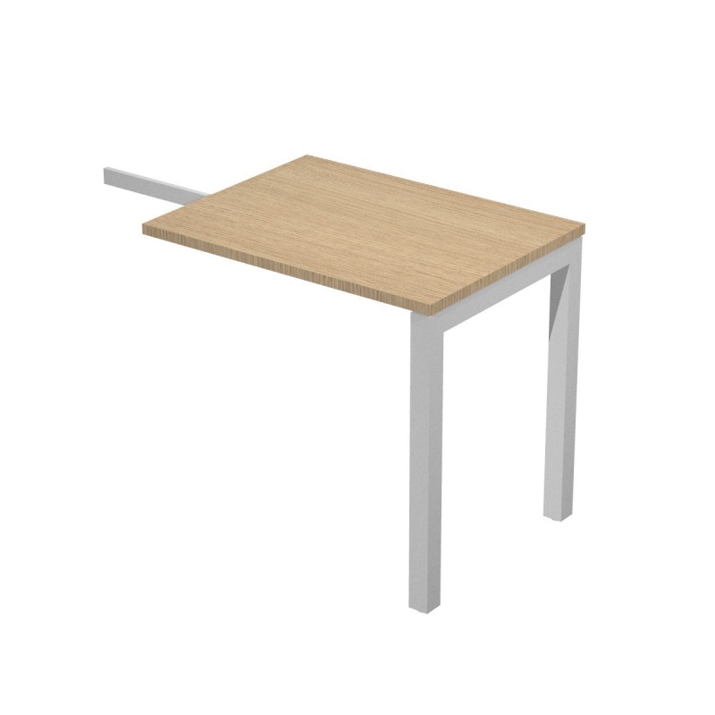 Retour de bureau Eminence - L.80 x P.60 cm - Plateau Chêne - Pieds Blanc