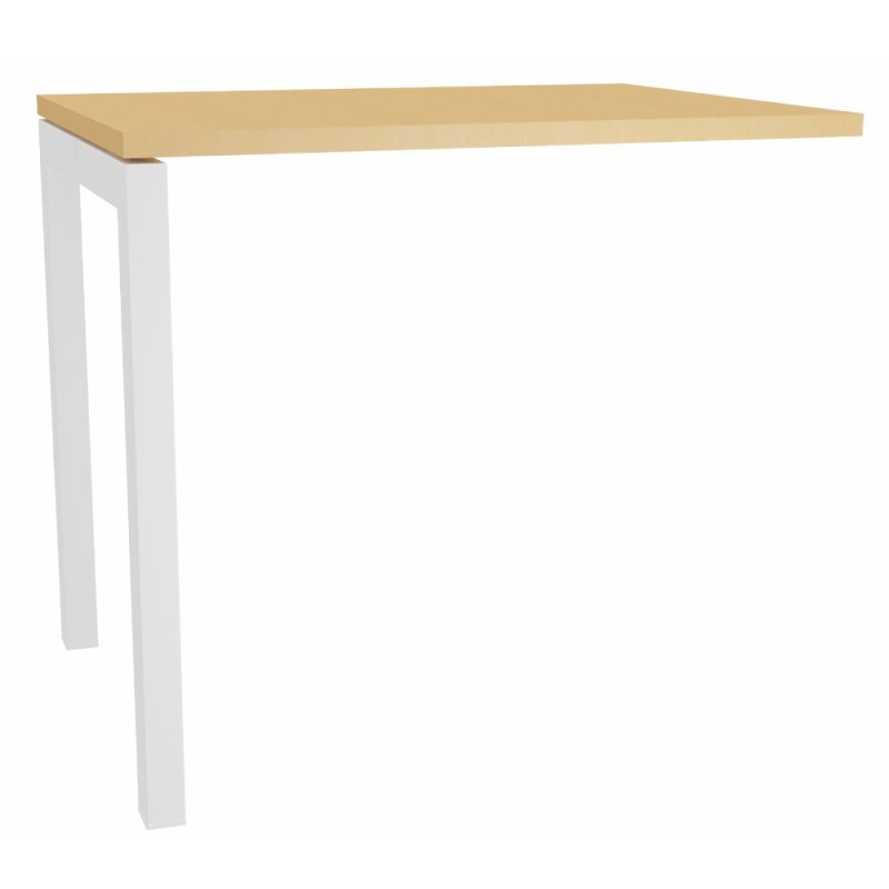 Retour de bureau Eminence - L.80 x P.60 cm - Plateau Hêtre - Pieds Blanc